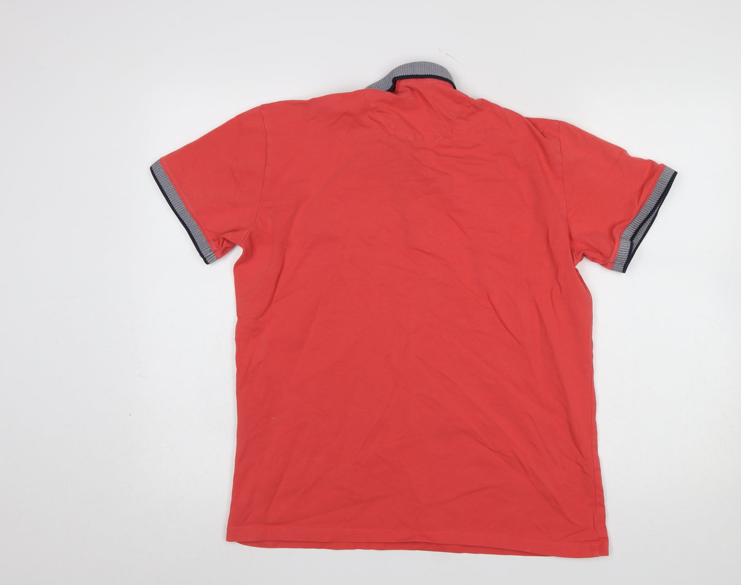 Ottomoda Men's Red Short Sleeve Cotton Polo Shirt Size L