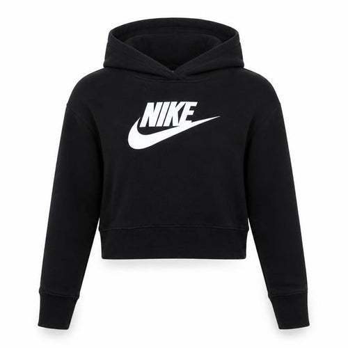 Nike Girls Black Pullover Hoodie Size 146cm Logo Fleece Sweatshirt