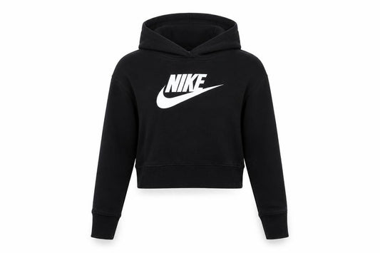 Nike Girls Black Pullover Hoodie Size 146cm Logo Fleece Sweatshirt