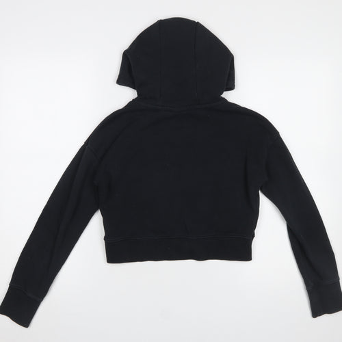 Nike Girls Black Pullover Hoodie Size 146cm Logo Fleece Sweatshirt