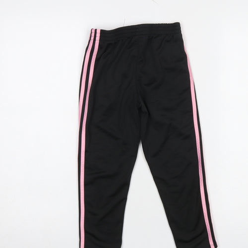 Adidas Girls Black Pink Stripe Jogger Trousers Size 10 Years