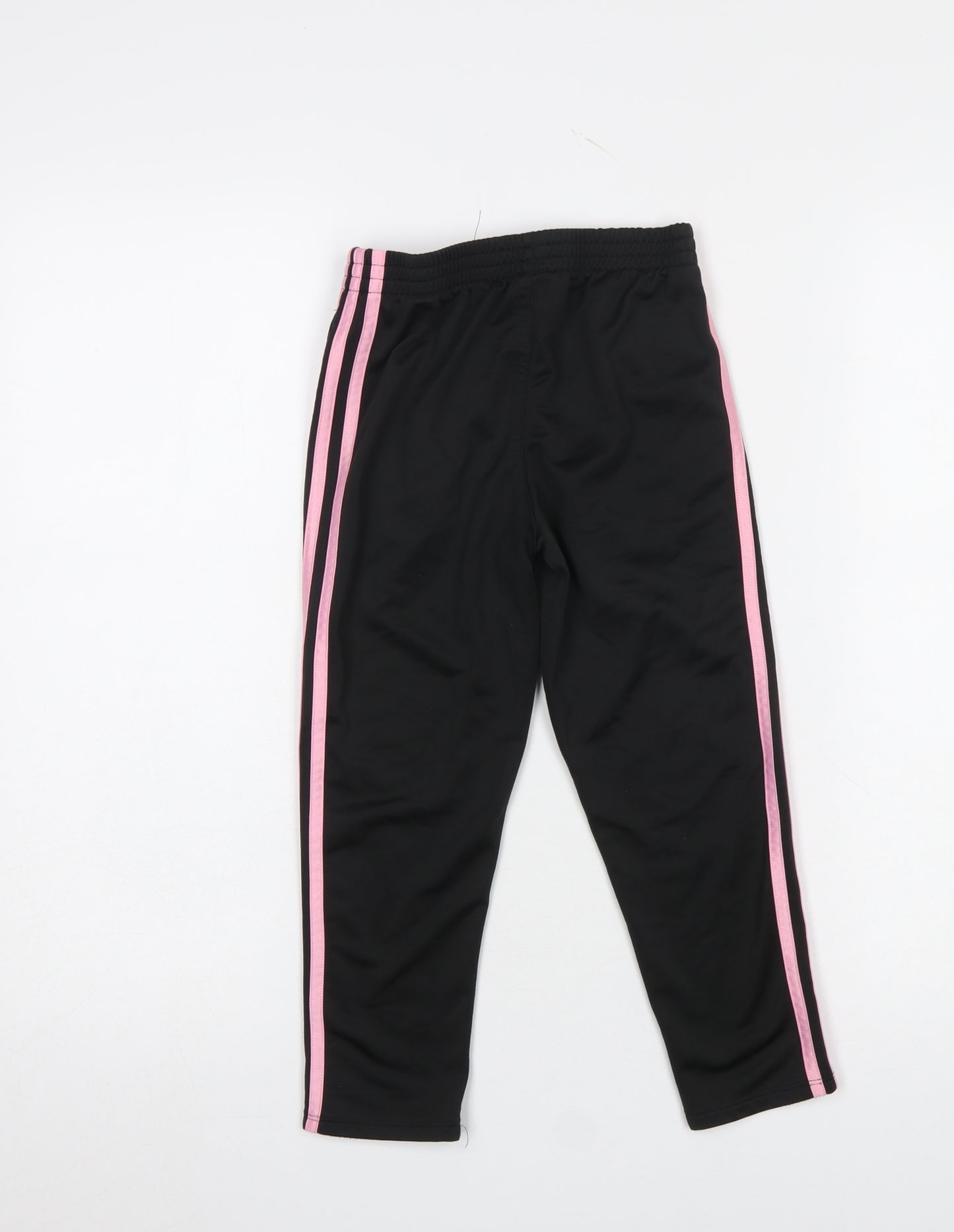 Adidas Girls Black Pink Stripe Jogger Trousers Size 10 Years