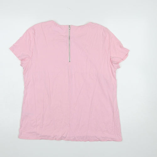 Savida Women Pink Floral Lace Short Sleeve T-Shirt Size 18