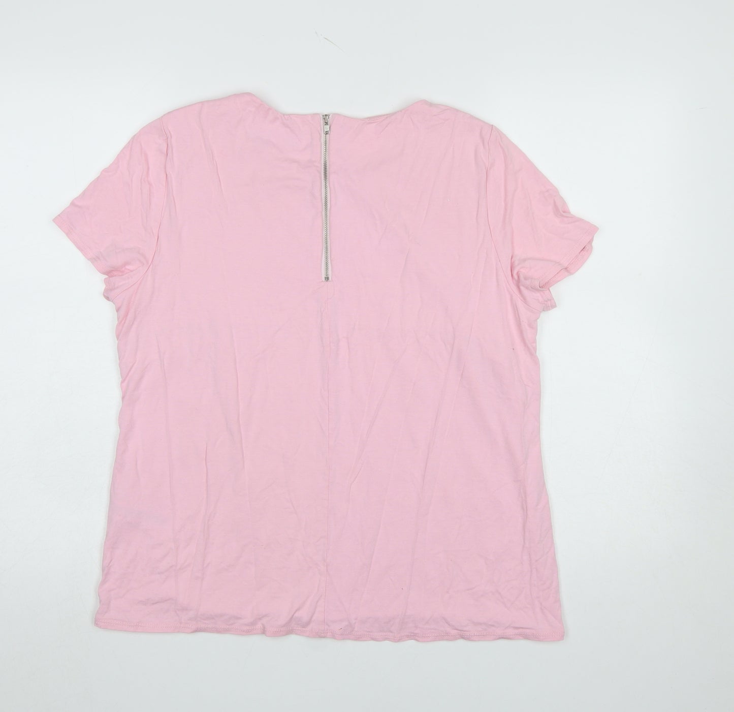 Savida Women Pink Floral Lace Short Sleeve T-Shirt Size 18