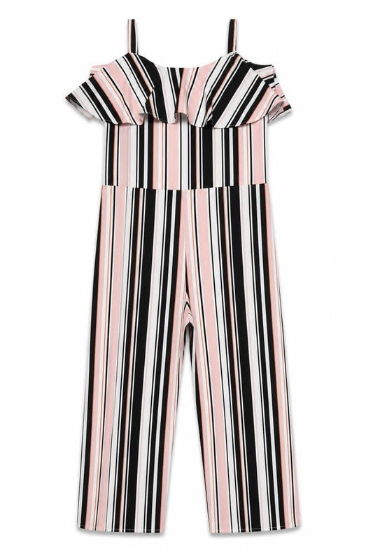 Lipsy London Girls Multicoloured Striped Off Shoulder Jumpsuit 14 Years