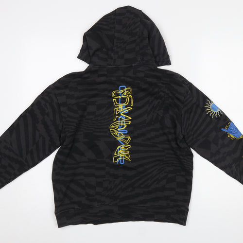 Quiksilver Boys Black Graphic Pullover Hoodie Size 10 Cotton Blend