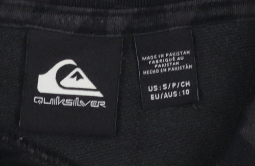 Quiksilver Boys Black Graphic Pullover Hoodie Size 10 Cotton Blend