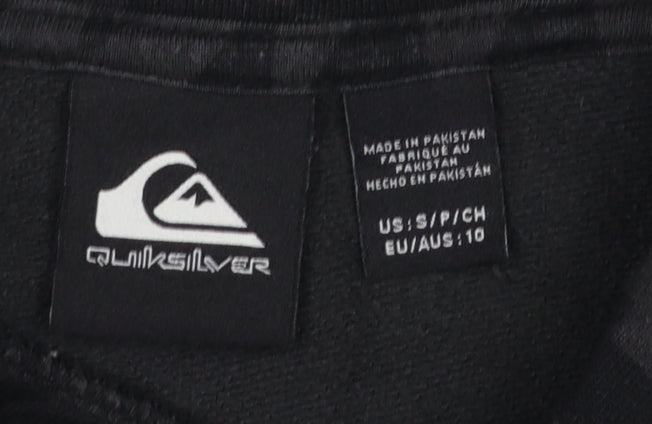 Quiksilver Boys Black Graphic Pullover Hoodie Size 10 Cotton Blend