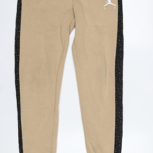 Jordan Boys Beige Joggers XL 13-15 Years Fleece Lined Side Stripe