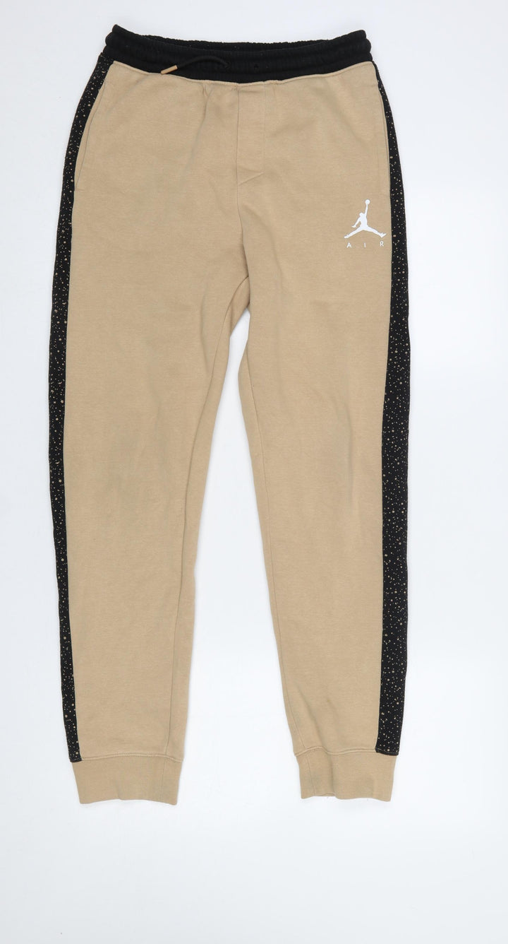 Jordan Boys Beige Joggers XL 13-15 Years Fleece Lined Side Stripe