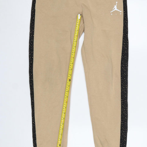 Jordan Boys Beige Joggers XL 13-15 Years Fleece Lined Side Stripe