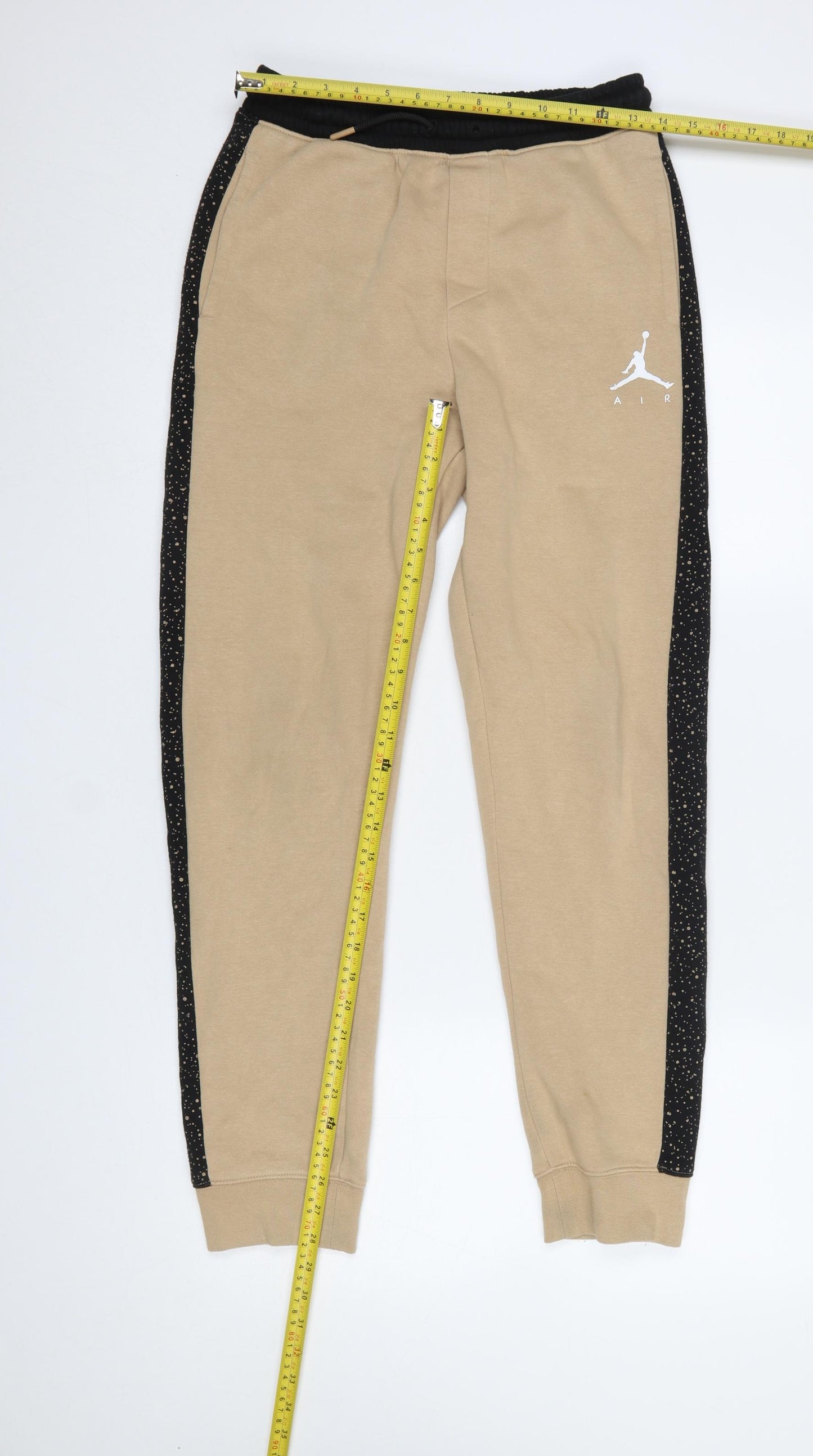 Jordan Boys Beige Joggers XL 13-15 Years Fleece Lined Side Stripe
