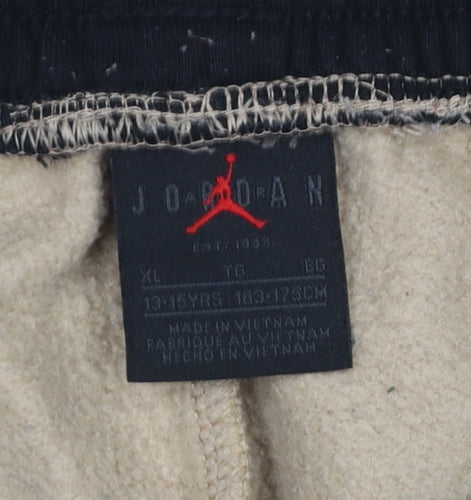 Jordan Boys Beige Joggers XL 13-15 Years Fleece Lined Side Stripe