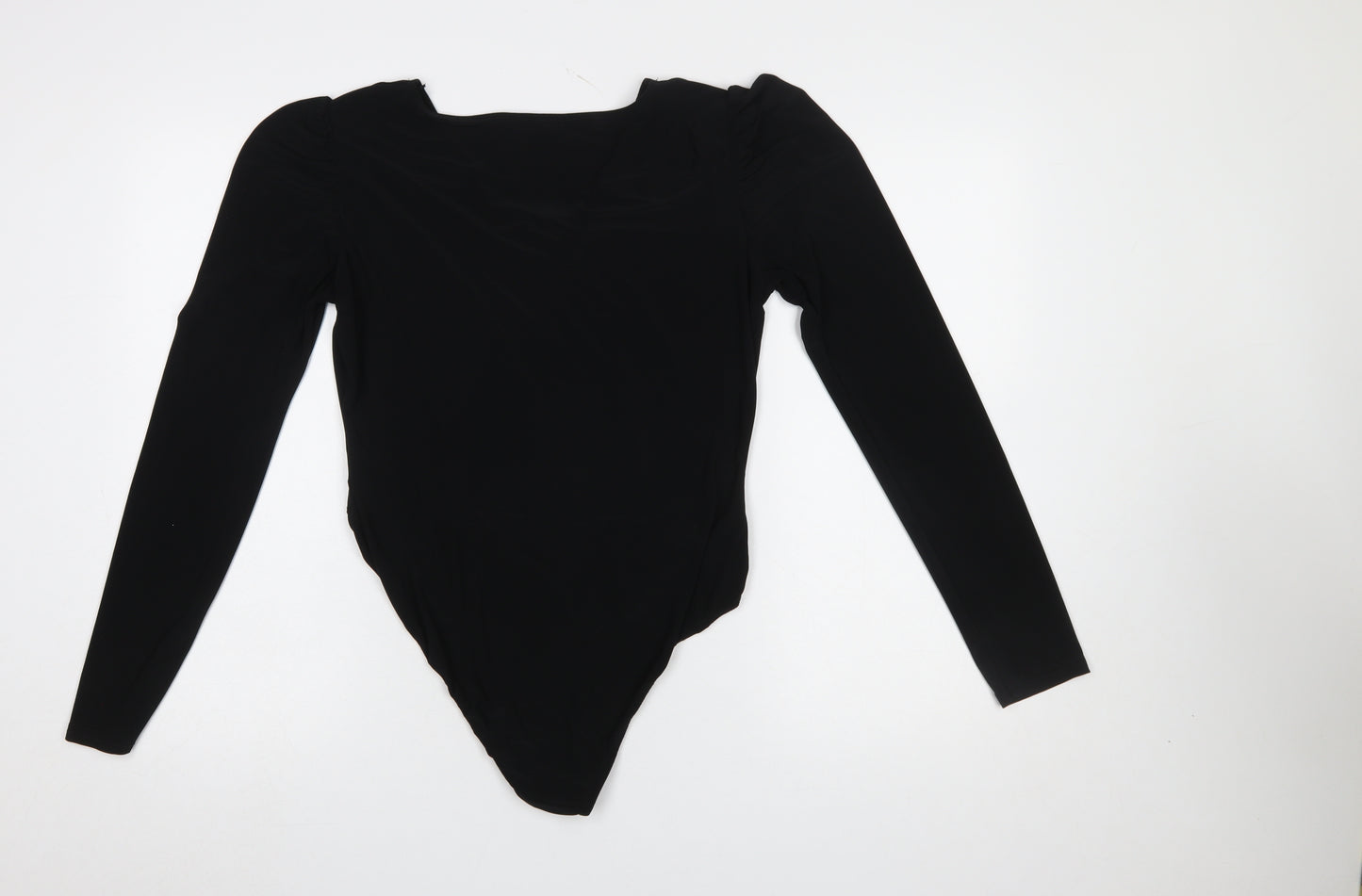 Quiz Women Black Long Sleeve Bodysuit Size 16 V-Neck Stretch Outfit