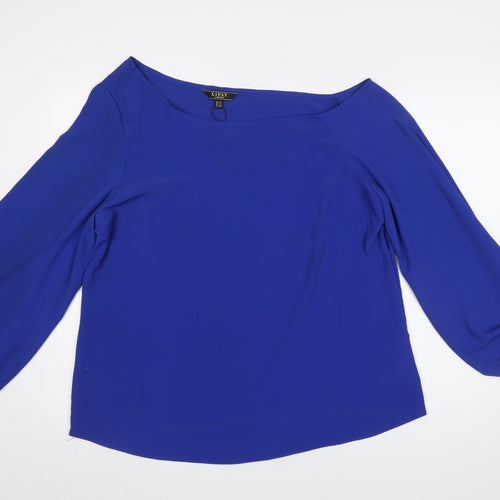 Lipsy Women Blue Tunic Blouse UK 18 Boat Neck 3/4 Sleeve