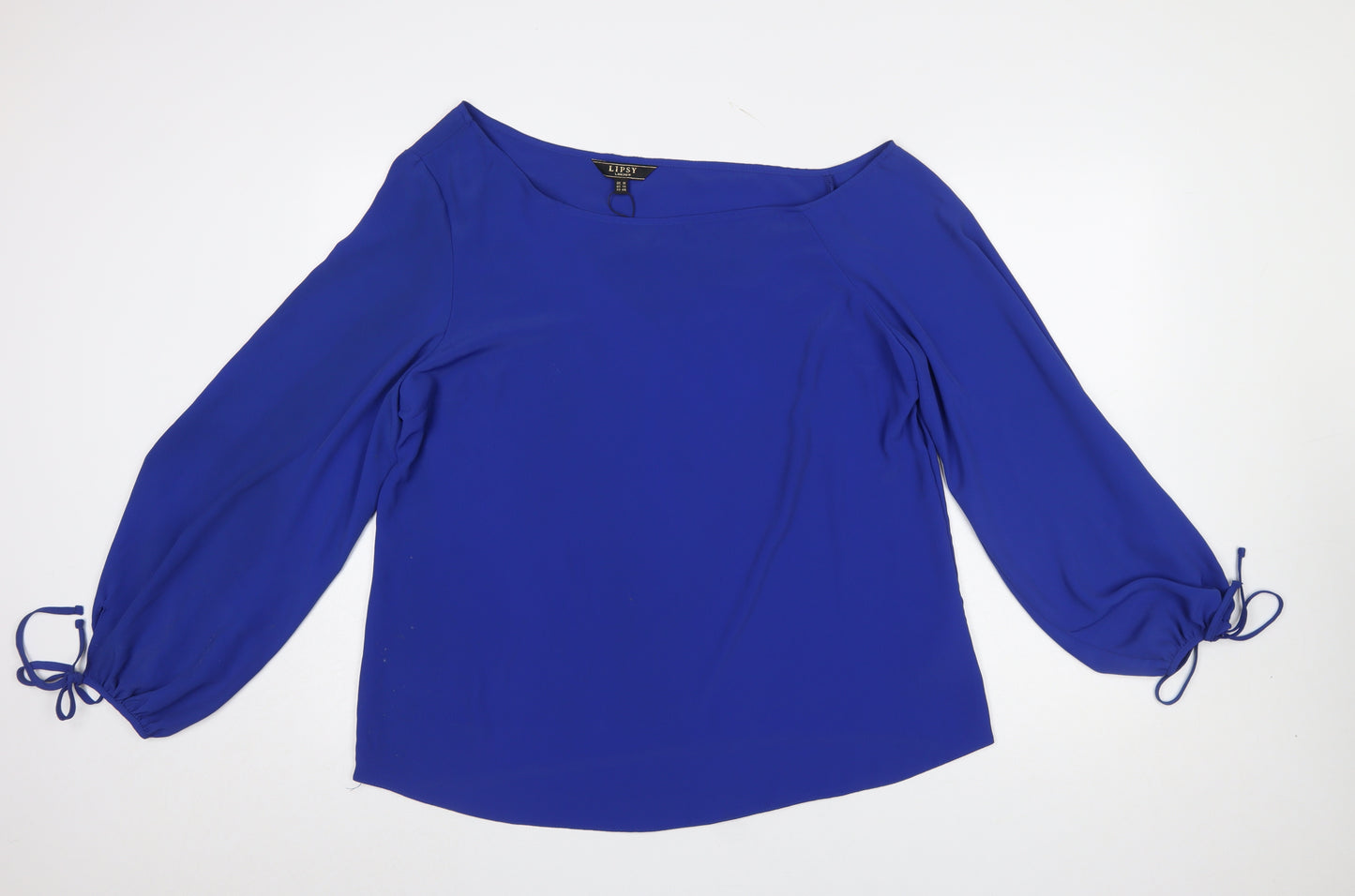 Lipsy Women Blue Tunic Blouse UK 18 Boat Neck 3/4 Sleeve