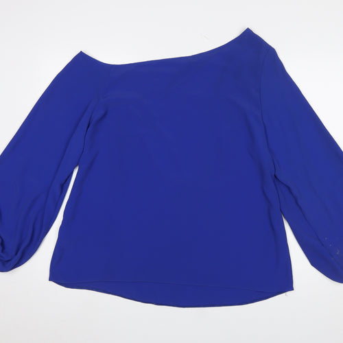 Lipsy Women Blue Tunic Blouse UK 18 Boat Neck 3/4 Sleeve