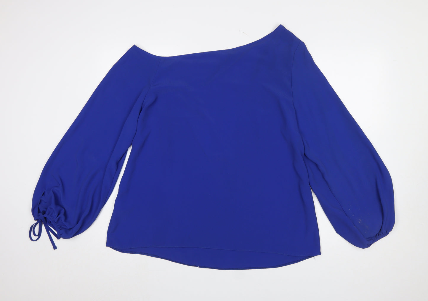 Lipsy Women Blue Tunic Blouse UK 18 Boat Neck 3/4 Sleeve