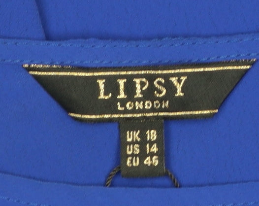 Lipsy Women Blue Tunic Blouse UK 18 Boat Neck 3/4 Sleeve