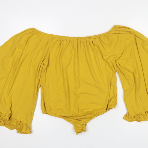 Glamorous Women’s Yellow Off Shoulder Bodysuit Size 18 Cotton Blend