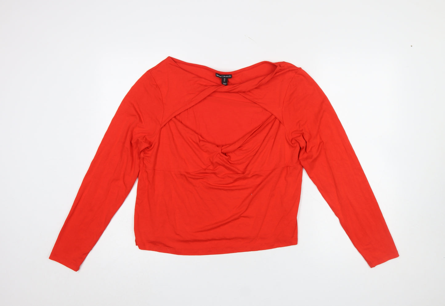 River Island Women Red Long Sleeve Twist Front Jersey Top Size 18