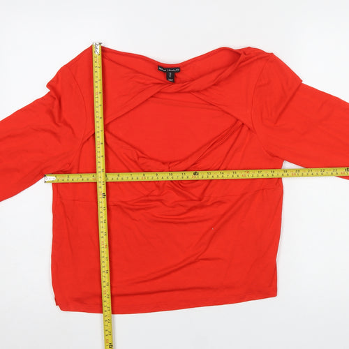 River Island Women Red Long Sleeve Twist Front Jersey Top Size 18