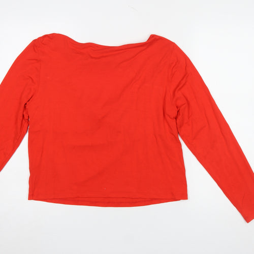 River Island Women Red Long Sleeve Twist Front Jersey Top Size 18