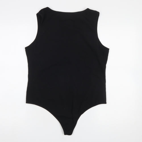 New Look Women Black Studded V-Neck Bodysuit Size 18