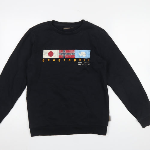 Napapijri Boys Black 14 Years Crew Neck Pullover Graphic Sweatshirt