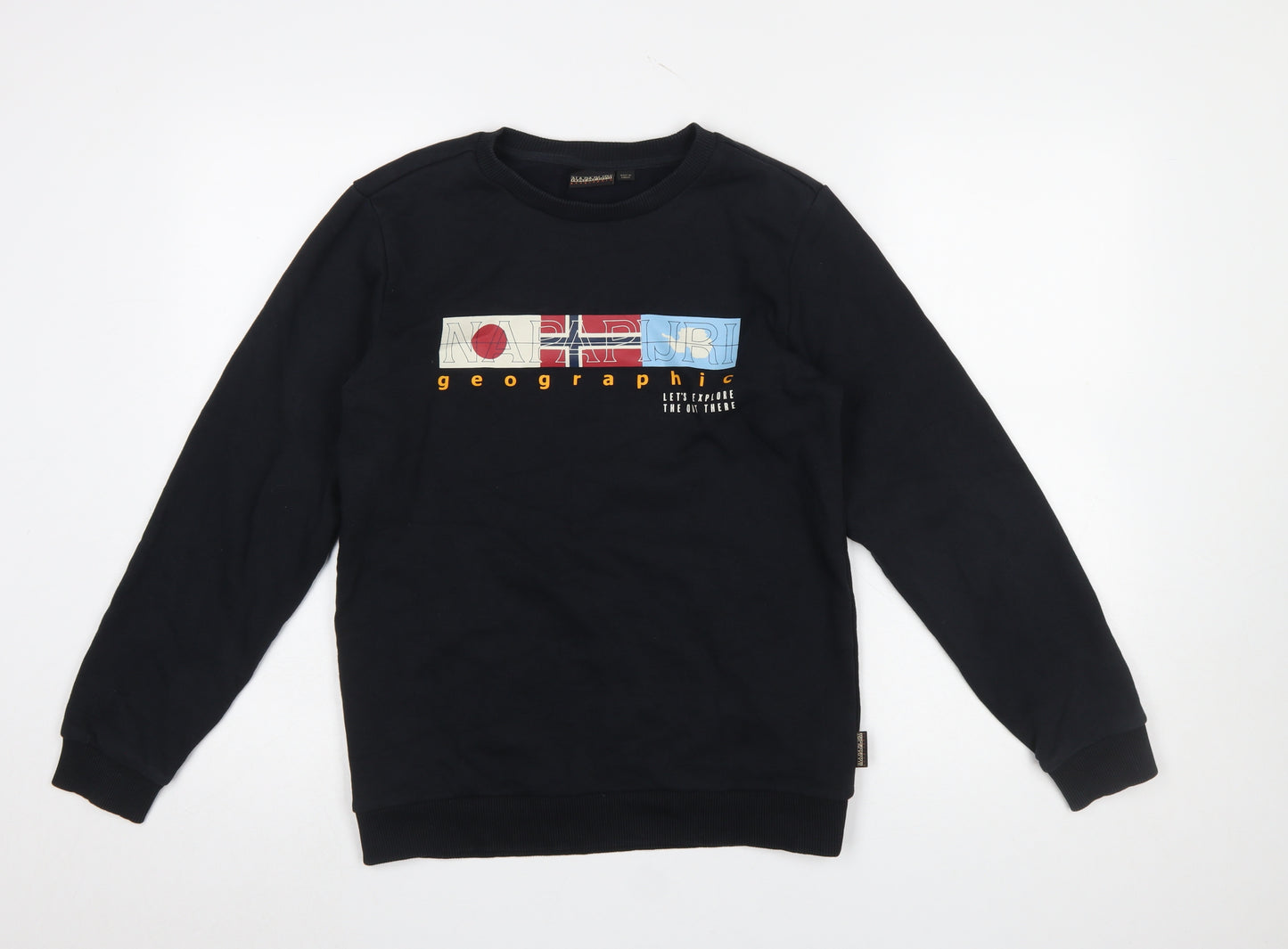 Napapijri Boys Black 14 Years Crew Neck Pullover Graphic Sweatshirt
