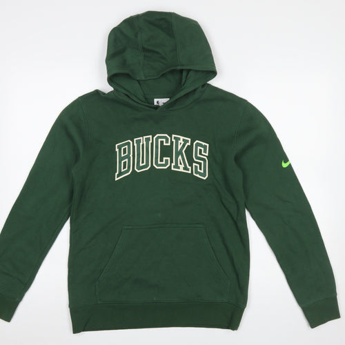 Nike Boys Green Bucks Hoodie Size 14/16 L Pullover Cotton Blend NBA Sweatshirt
