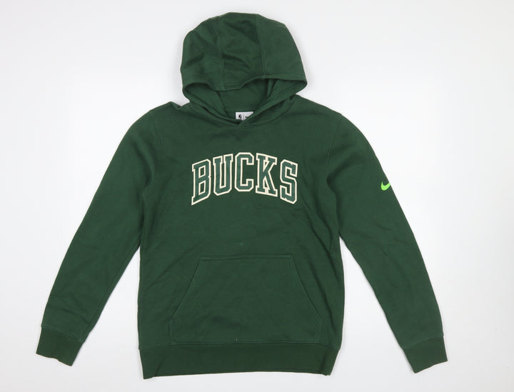 Nike Boys Green Bucks Hoodie Size 14/16 L Pullover Cotton Blend NBA Sweatshirt