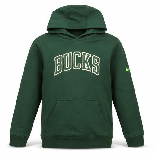 Nike Boys Green Bucks Hoodie Size 14/16 L Pullover Cotton Blend NBA Sweatshirt