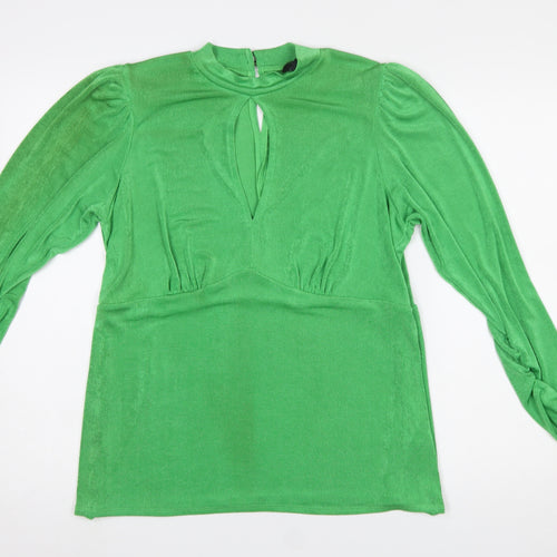 New Look Women's Green Long Sleeve Keyhole Tunic Blouse Size 18