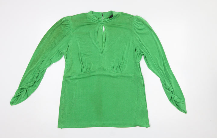 New Look Women's Green Long Sleeve Keyhole Tunic Blouse Size 18