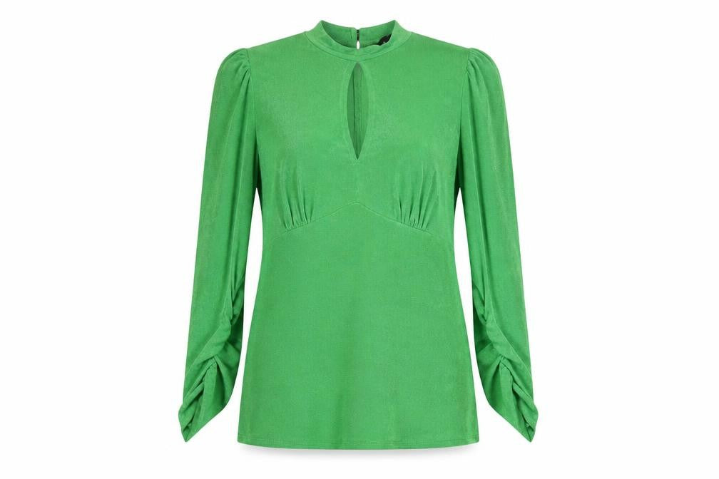 New Look Women's Green Long Sleeve Keyhole Tunic Blouse Size 18