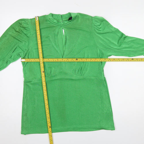 New Look Women's Green Long Sleeve Keyhole Tunic Blouse Size 18