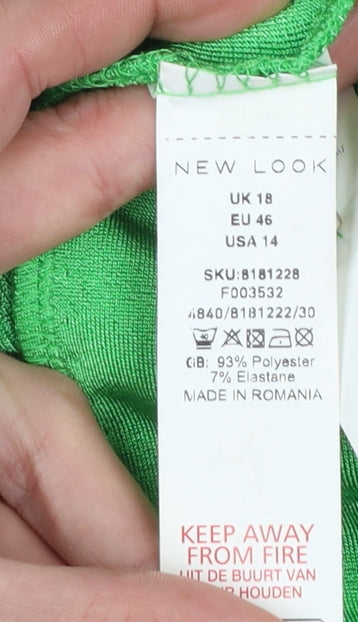 New Look Women's Green Long Sleeve Keyhole Tunic Blouse Size 18