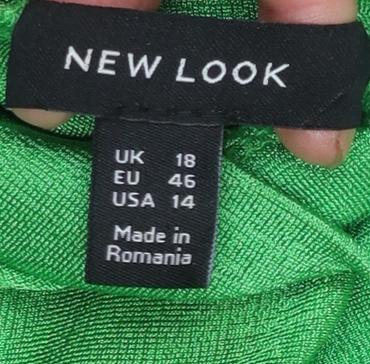 New Look Women's Green Long Sleeve Keyhole Tunic Blouse Size 18