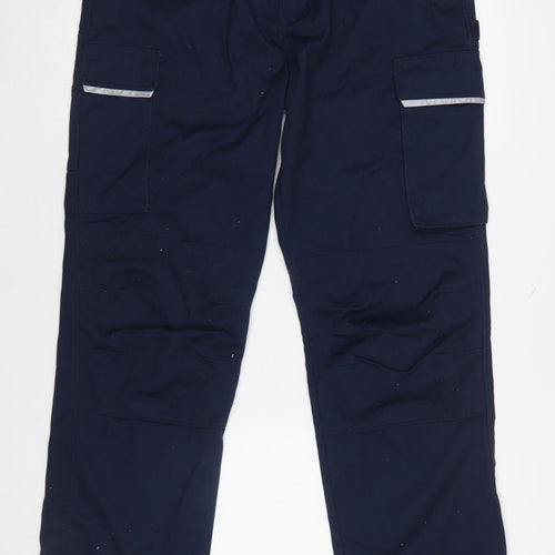 Result Work-Guard Men's Navy Cargo Trousers Size L 36in Polyester Cotton
