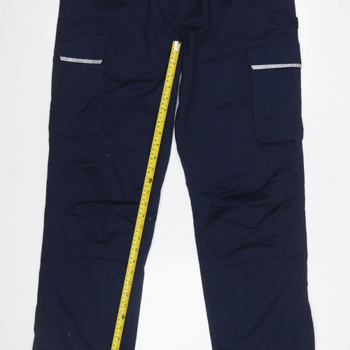 Result Work-Guard Men's Navy Cargo Trousers Size L 36in Polyester Cotton