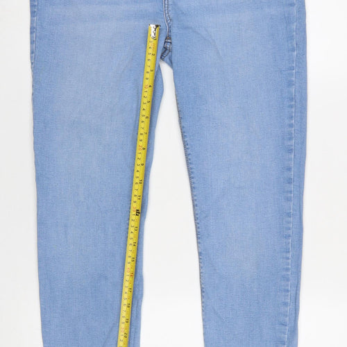 Primark Women Blue Skinny Denim Jeans Size 14 Mid Rise Stretch
