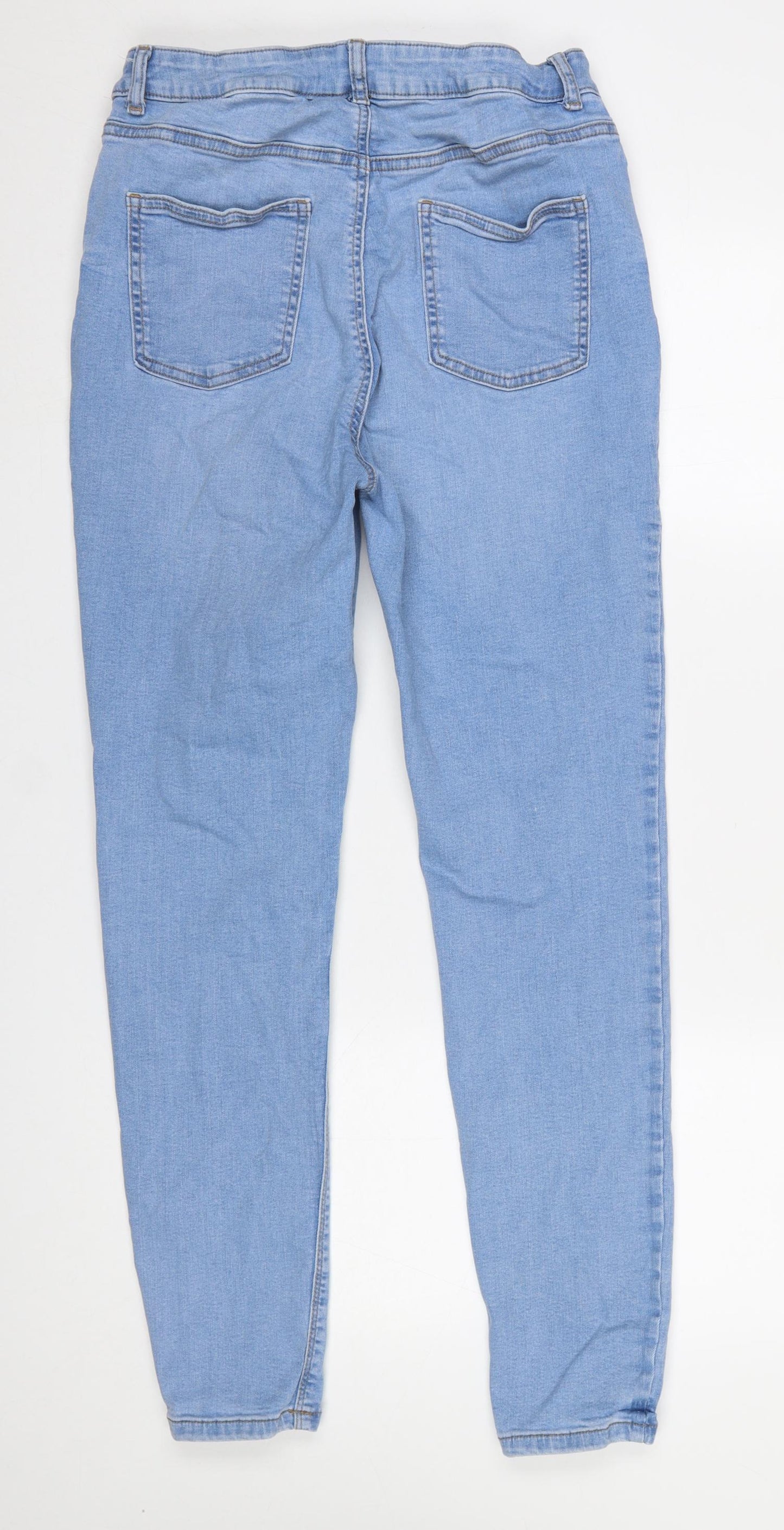 Primark Women Blue Skinny Denim Jeans Size 14 Mid Rise Stretch