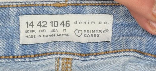Primark Women Blue Skinny Denim Jeans Size 14 Mid Rise Stretch