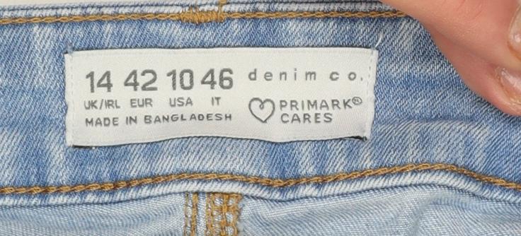 Primark Women Blue Skinny Denim Jeans Size 14 Mid Rise Stretch