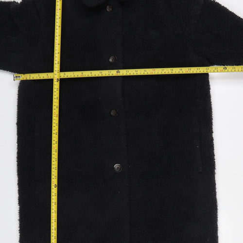 Uniqlo Women's Black Fleece Mid-Length Button Coat Size M