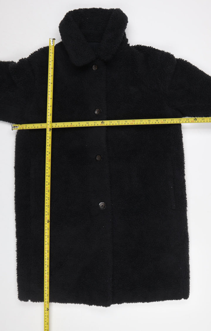 Uniqlo Women's Black Fleece Mid-Length Button Coat Size M