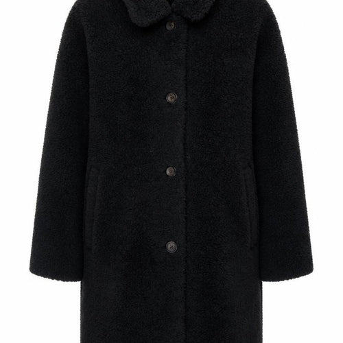 Uniqlo Women's Black Fleece Mid-Length Button Coat Size M