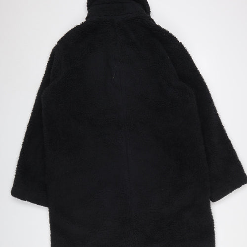 Uniqlo Women's Black Fleece Mid-Length Button Coat Size M