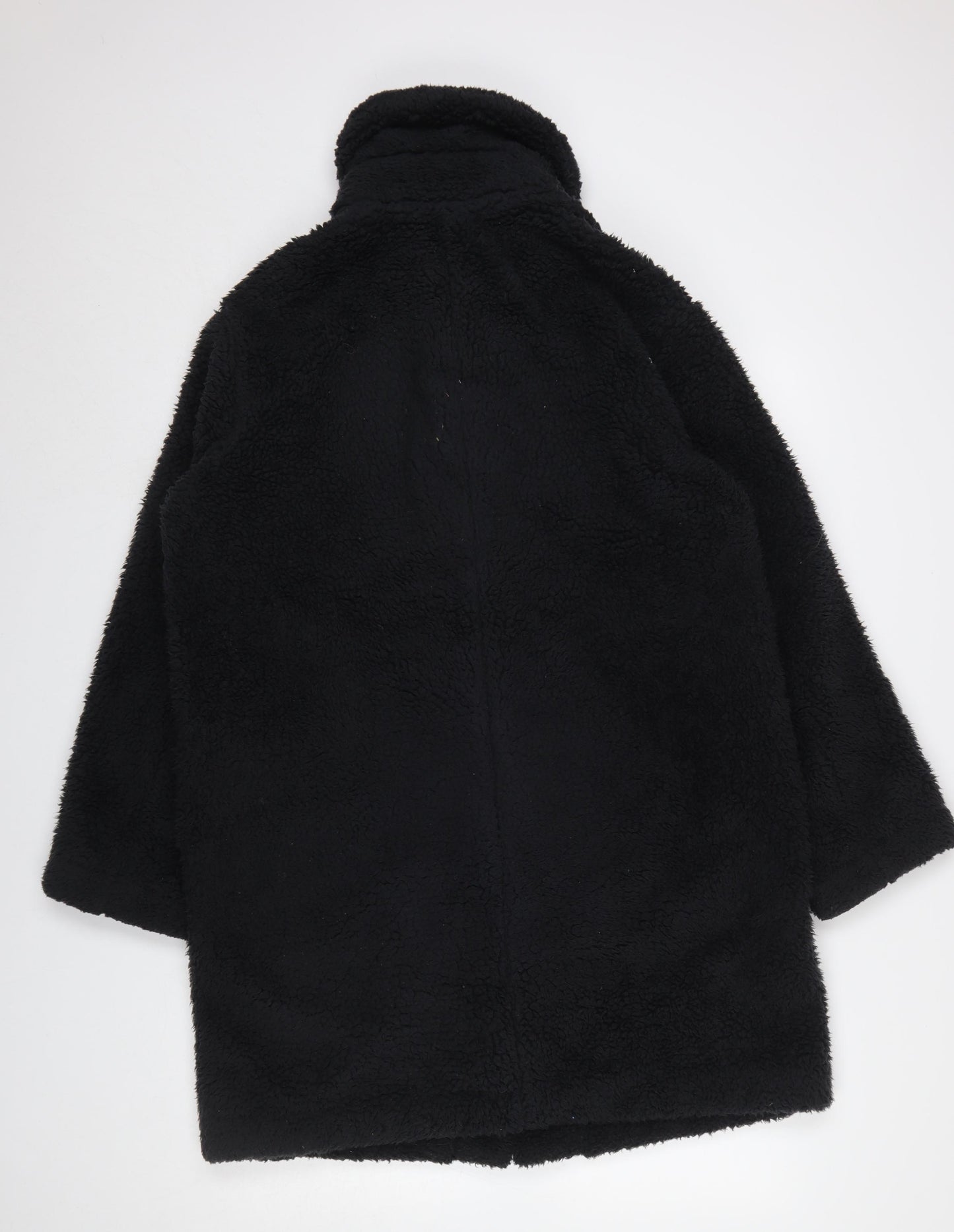Uniqlo Women's Black Fleece Mid-Length Button Coat Size M